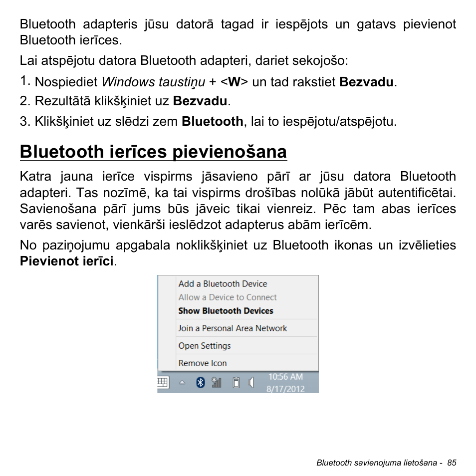 Bluetooth ierīces pievienošana | Acer Aspire M3-581TG User Manual | Page 2563 / 3478