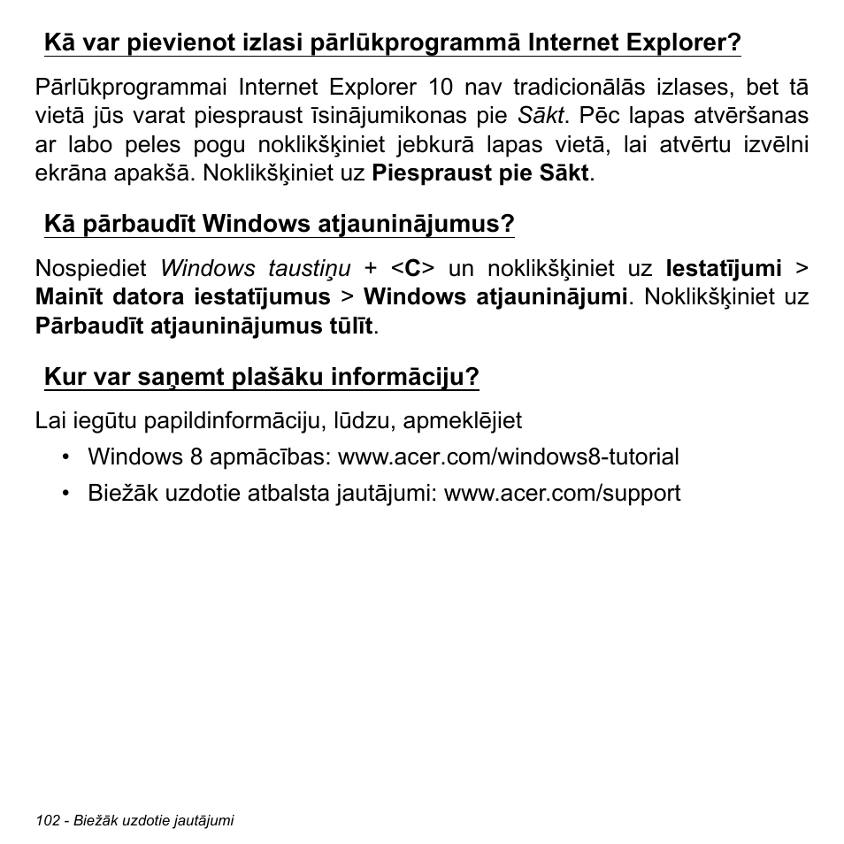 Kā pārbaudīt windows atjauninājumus, Kur var saņemt plašāku informāciju, Atjauninājumus? kur var saņemt plašāku informāciju | Acer Aspire M3-581TG User Manual | Page 2580 / 3478