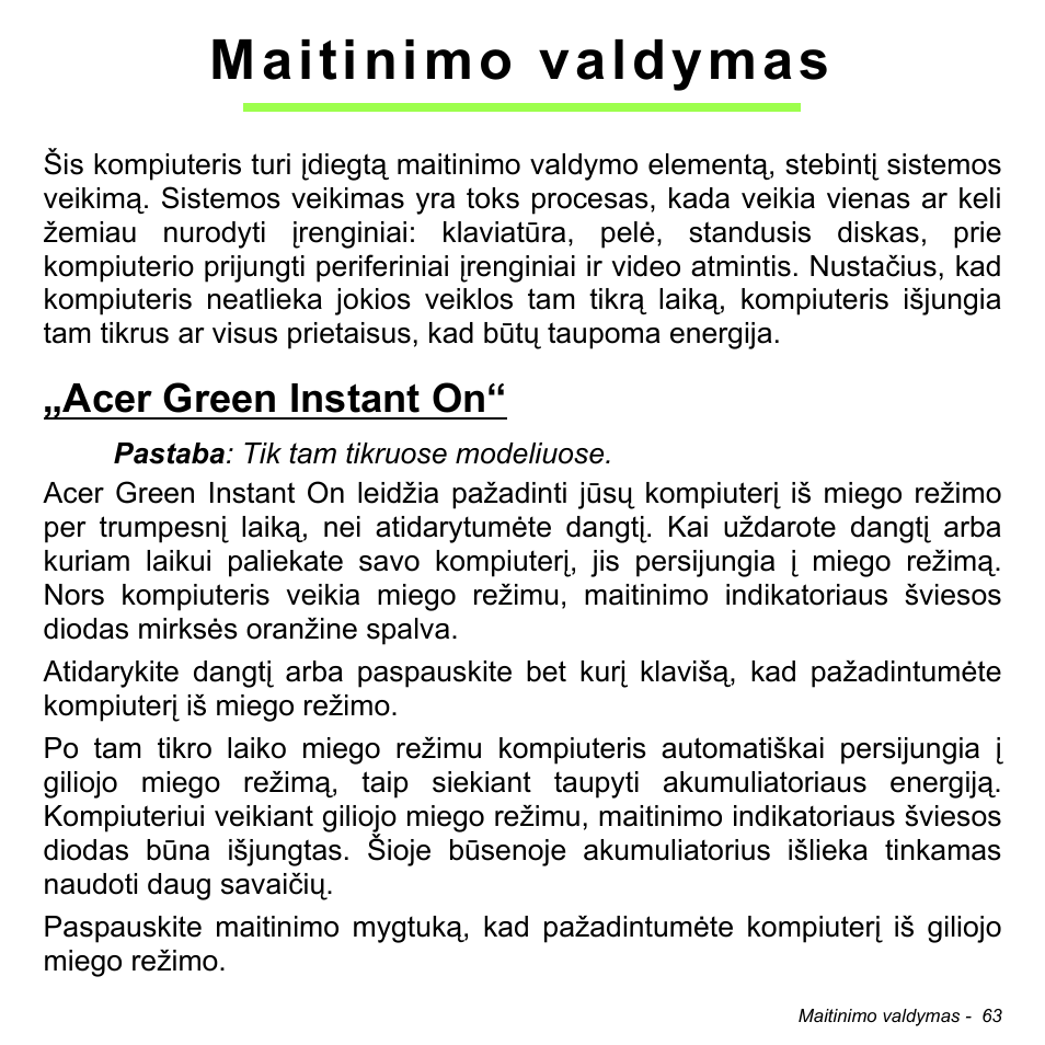 Maitinimo valdymas, Acer green instant on | Acer Aspire M3-581TG User Manual | Page 2653 / 3478