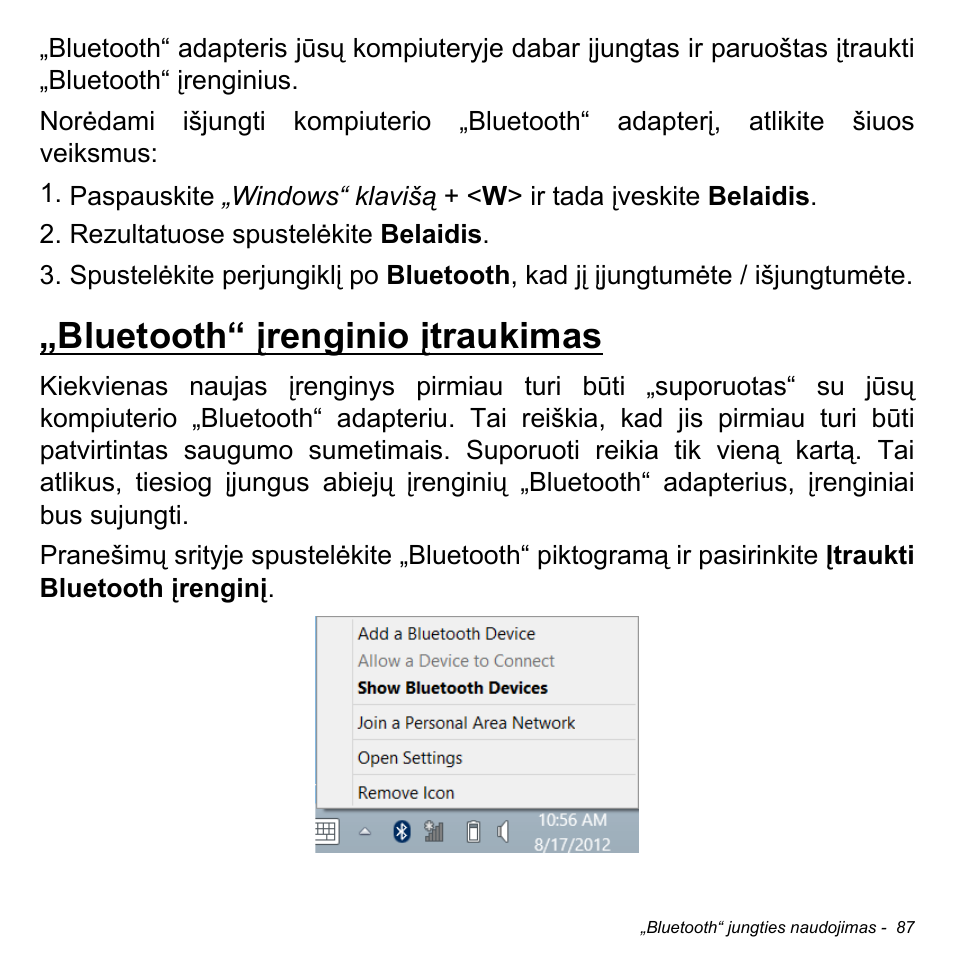 Bluetooth“ įrenginio įtraukimas | Acer Aspire M3-581TG User Manual | Page 2677 / 3478