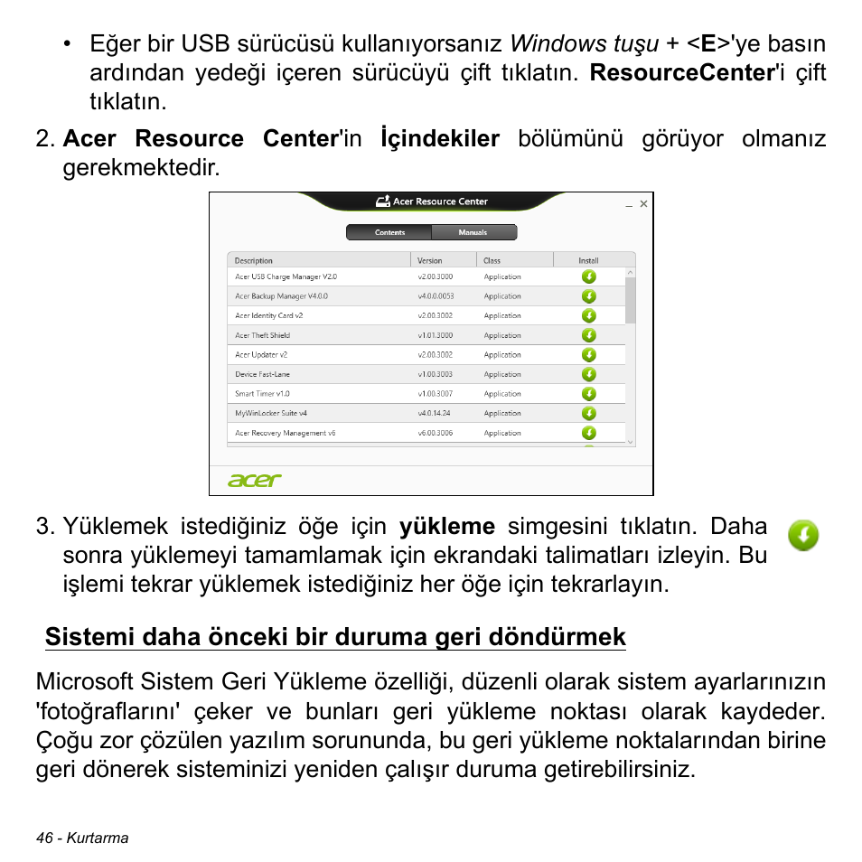 Sistemi daha önceki bir duruma geri döndürmek | Acer Aspire M3-581TG User Manual | Page 2882 / 3478