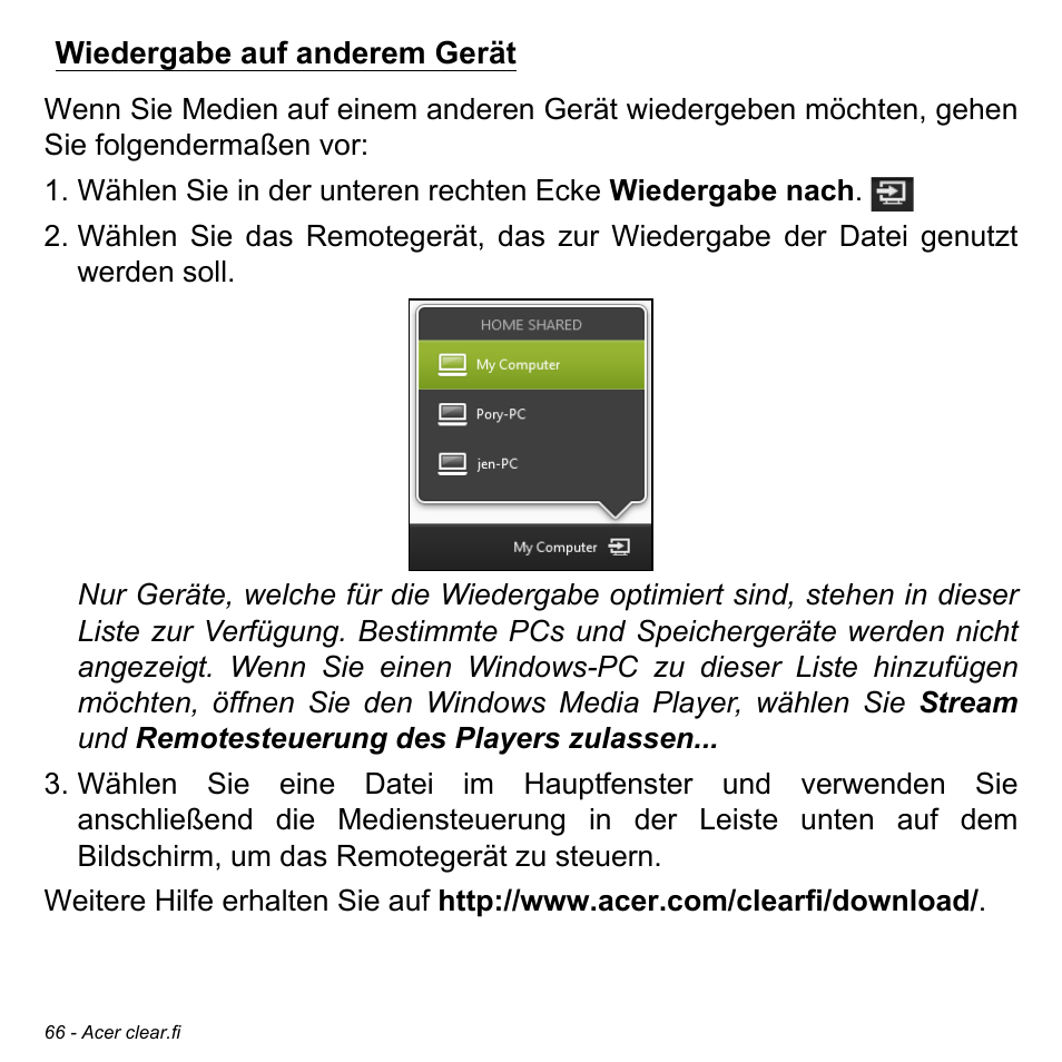 Wiedergabe auf anderem gerät | Acer Aspire M3-581TG User Manual | Page 298 / 3478