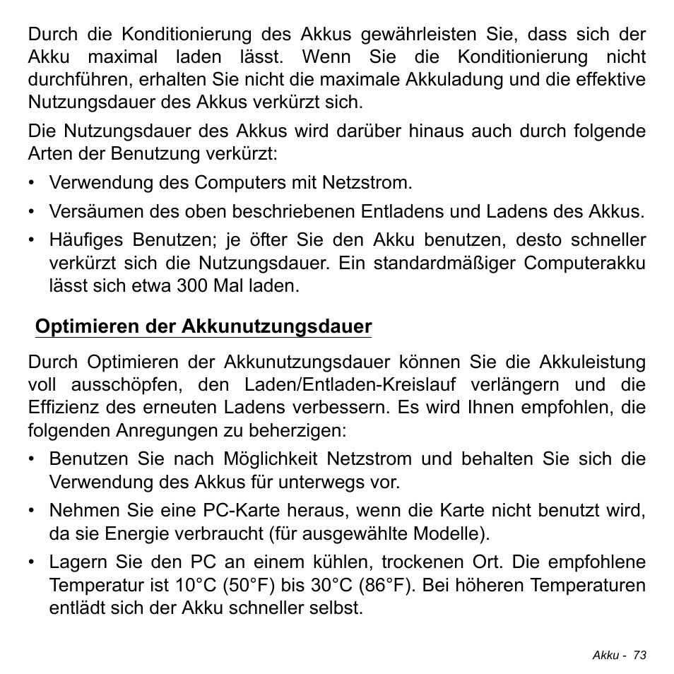 Optimieren der akkunutzungsdauer | Acer Aspire M3-581TG User Manual | Page 305 / 3478