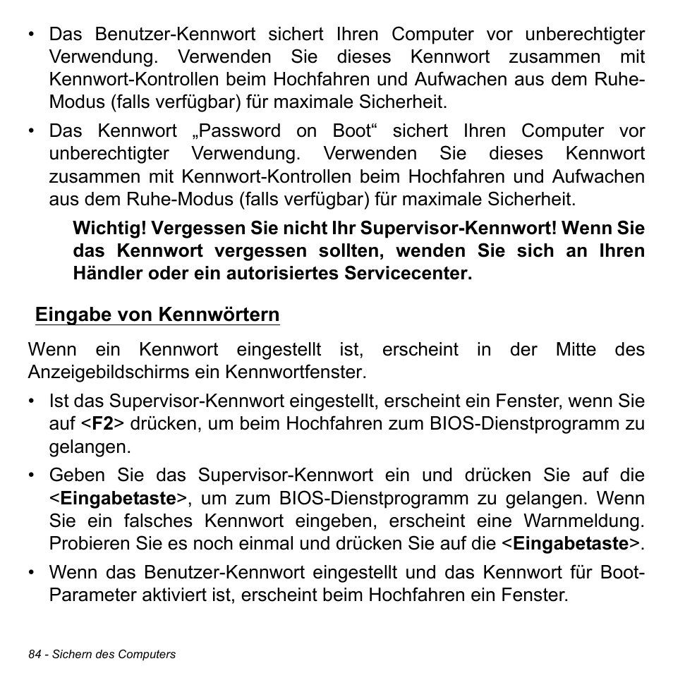 Eingabe von kennwörtern | Acer Aspire M3-581TG User Manual | Page 316 / 3478