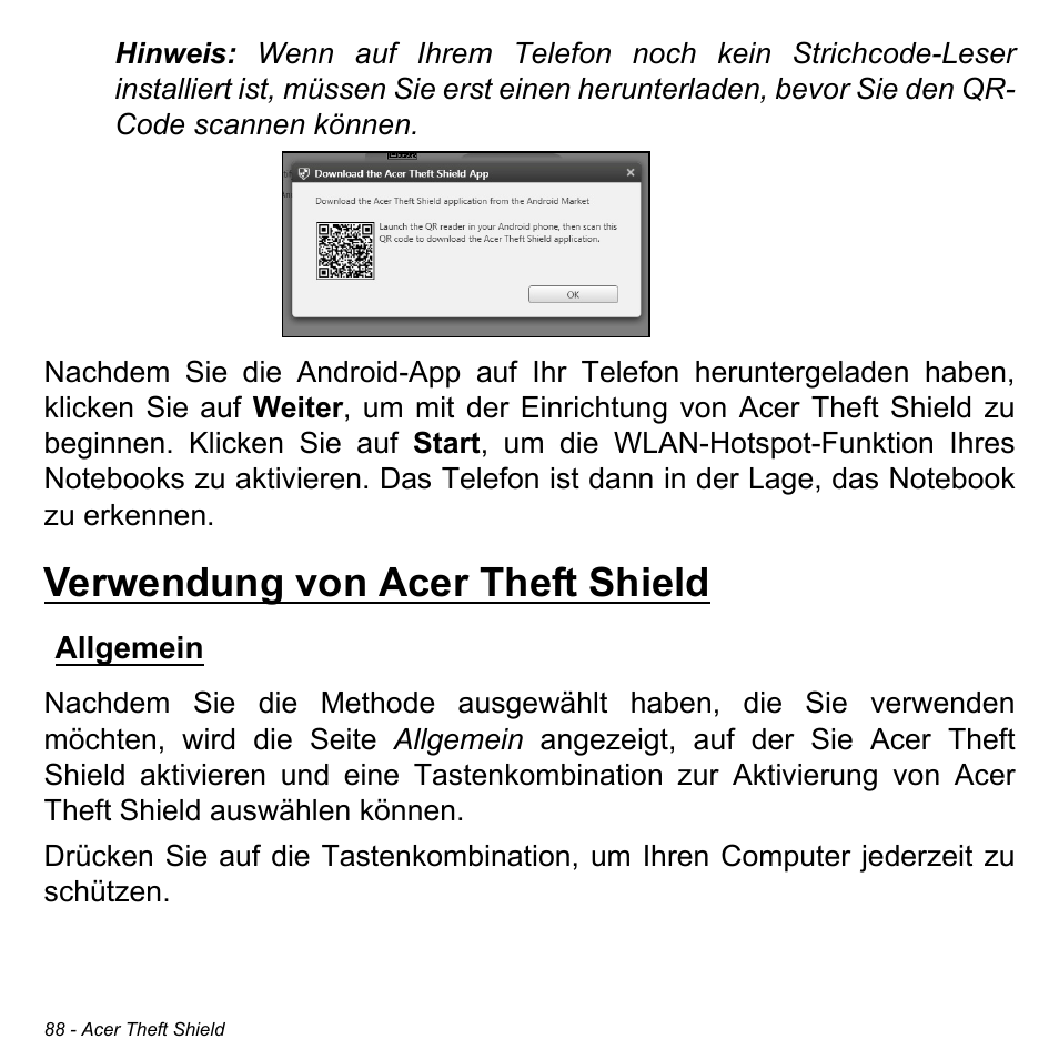 Verwendung von acer theft shield, Allgemein | Acer Aspire M3-581TG User Manual | Page 320 / 3478