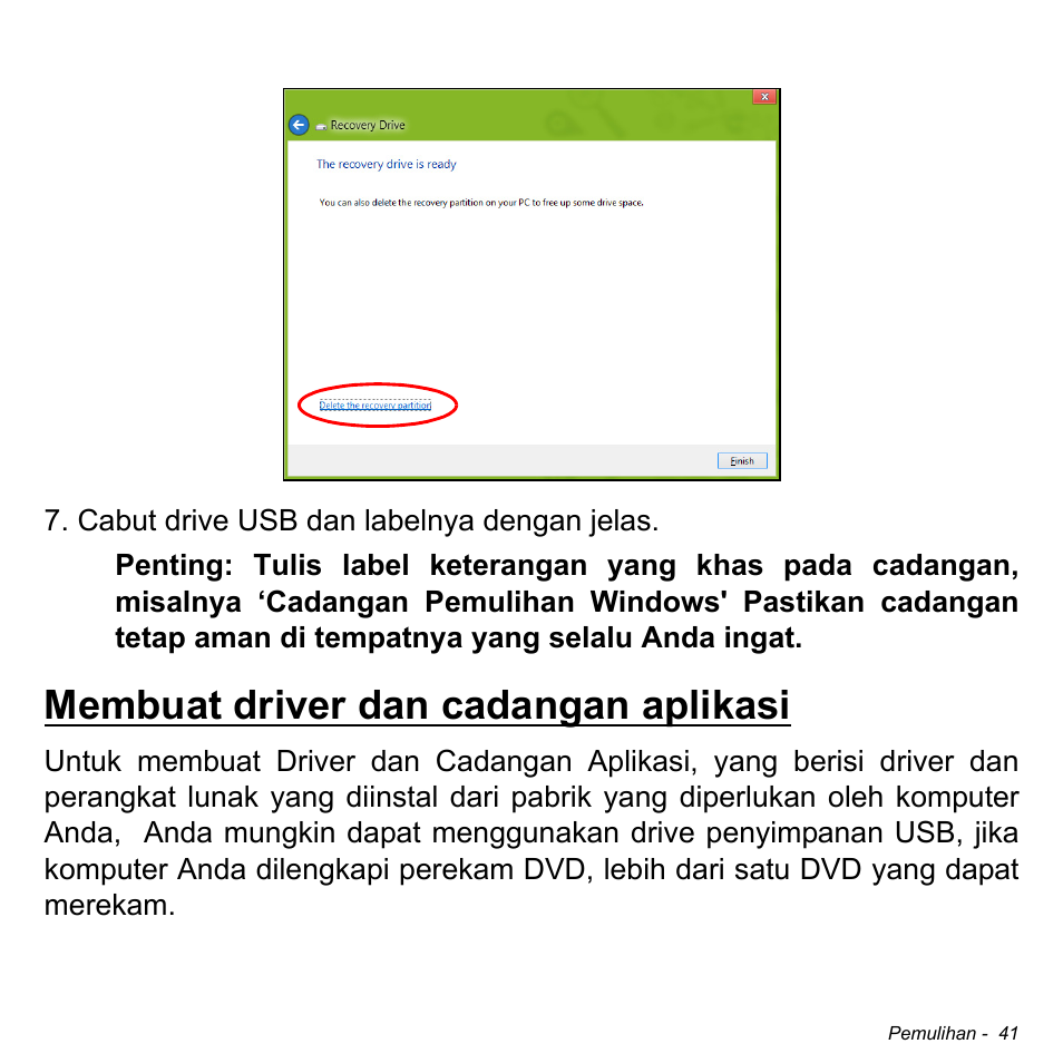 Membuat driver dan cadangan aplikasi | Acer Aspire M3-581TG User Manual | Page 3291 / 3478