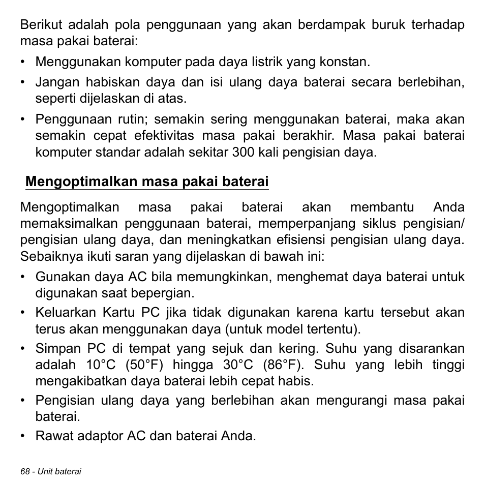 Mengoptimalkan masa pakai baterai | Acer Aspire M3-581TG User Manual | Page 3318 / 3478