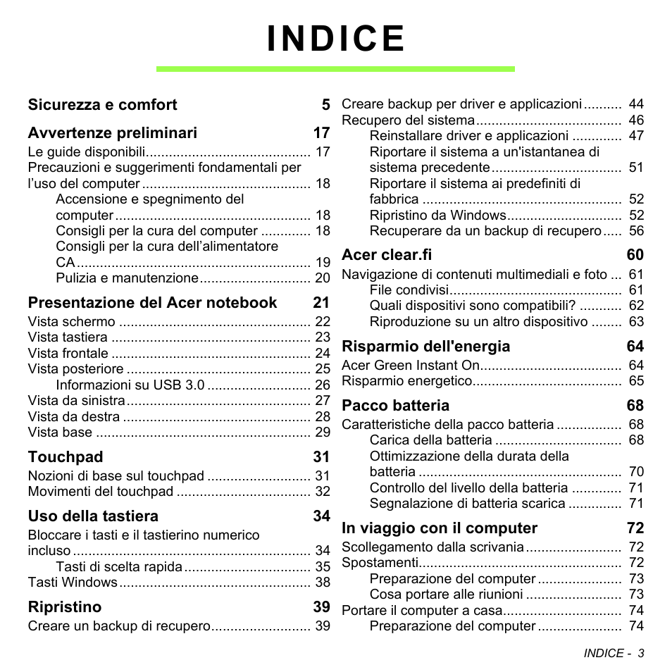 Indice | Acer Aspire M3-581TG User Manual | Page 361 / 3478