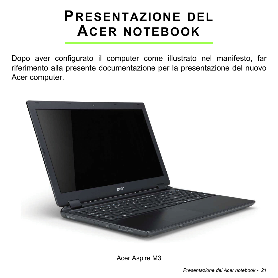 Presentazione del acer notebook | Acer Aspire M3-581TG User Manual | Page 379 / 3478