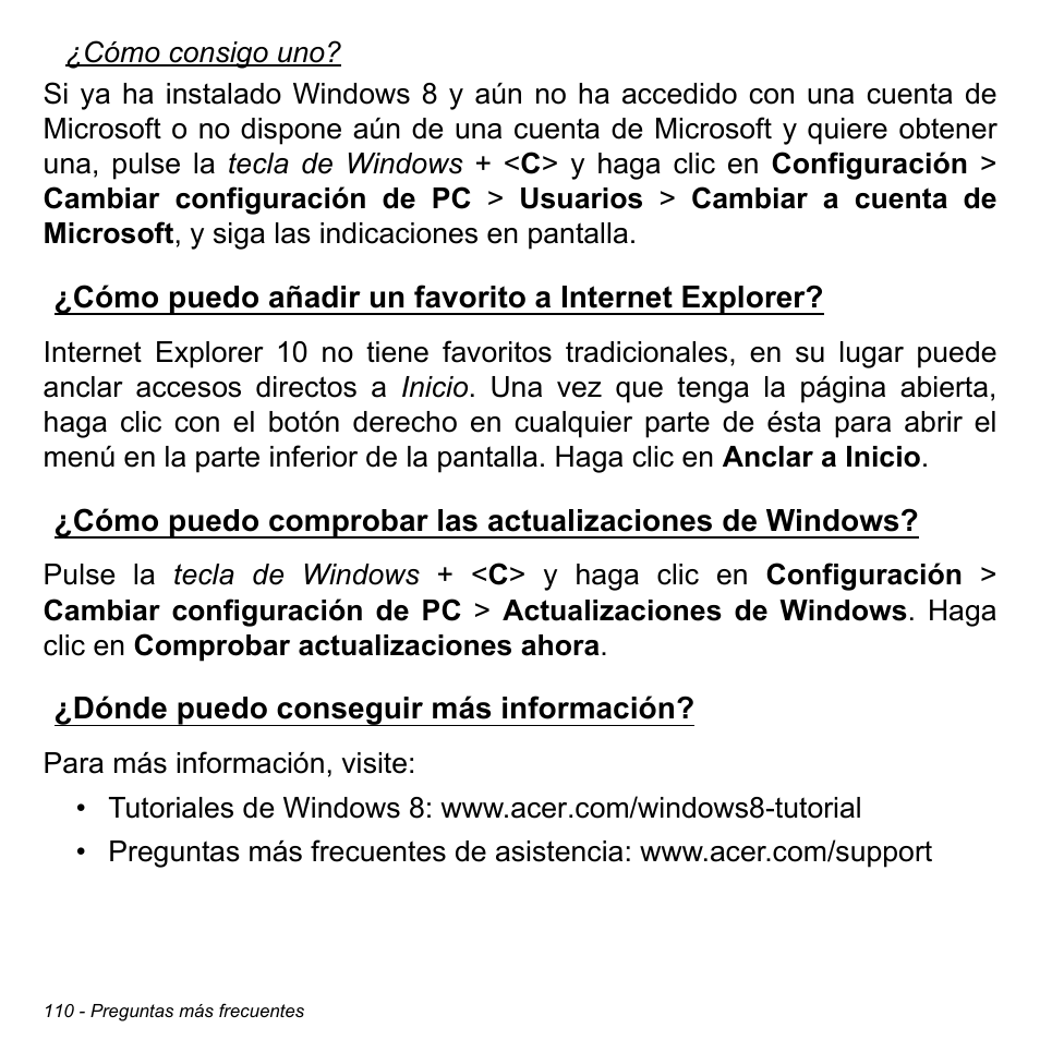 Cómo puedo añadir un favorito a internet explorer, Dónde puedo conseguir más información | Acer Aspire M3-581TG User Manual | Page 588 / 3478