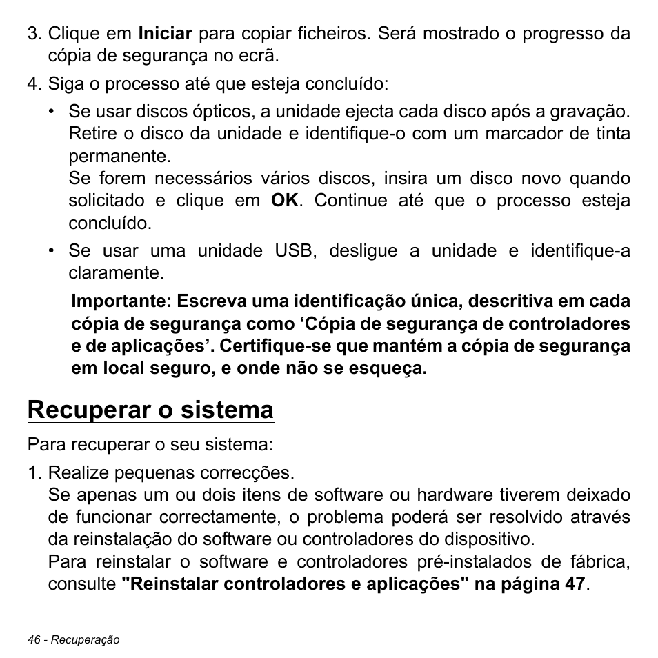 Recuperar o sistema | Acer Aspire M3-581TG User Manual | Page 646 / 3478