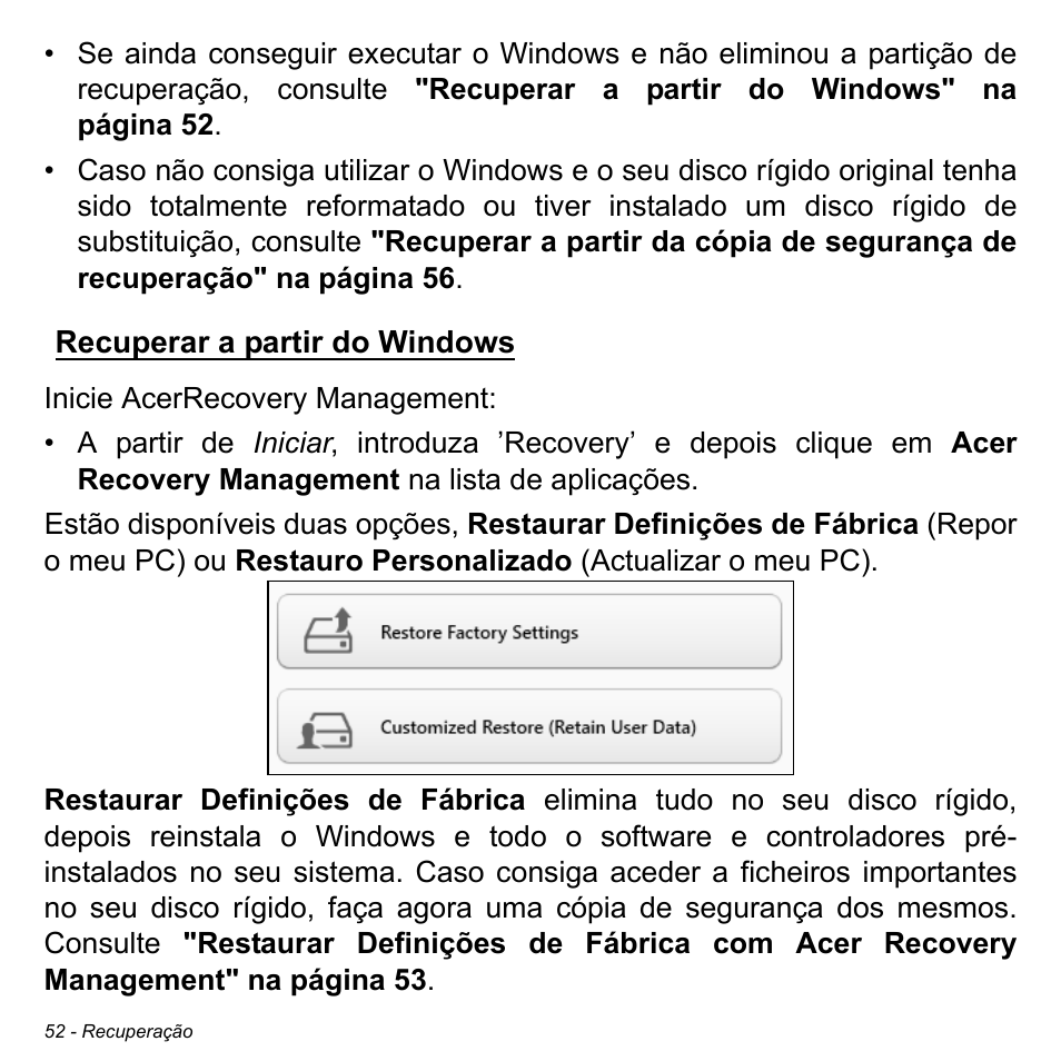 Recuperar a partir do windows | Acer Aspire M3-581TG User Manual | Page 652 / 3478