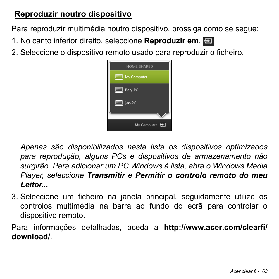 Reproduzir noutro dispositivo | Acer Aspire M3-581TG User Manual | Page 663 / 3478