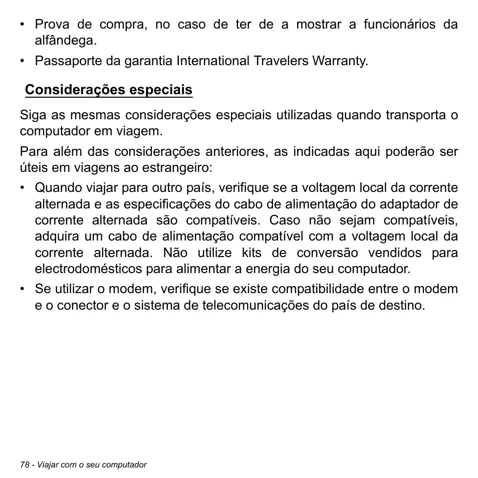 Considerações especiais | Acer Aspire M3-581TG User Manual | Page 678 / 3478