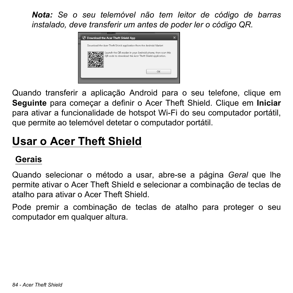 Usar o acer theft shield, Gerais | Acer Aspire M3-581TG User Manual | Page 684 / 3478