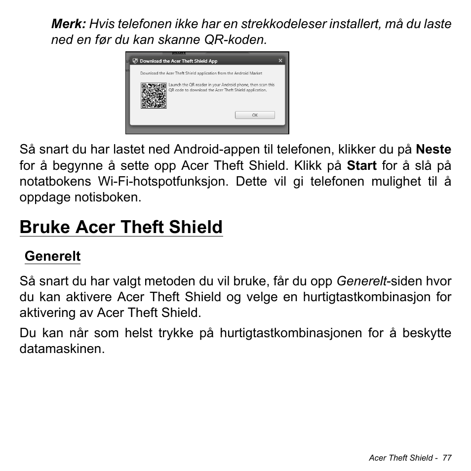 Bruke acer theft shield, Generelt | Acer Aspire M3-581TG User Manual | Page 917 / 3478