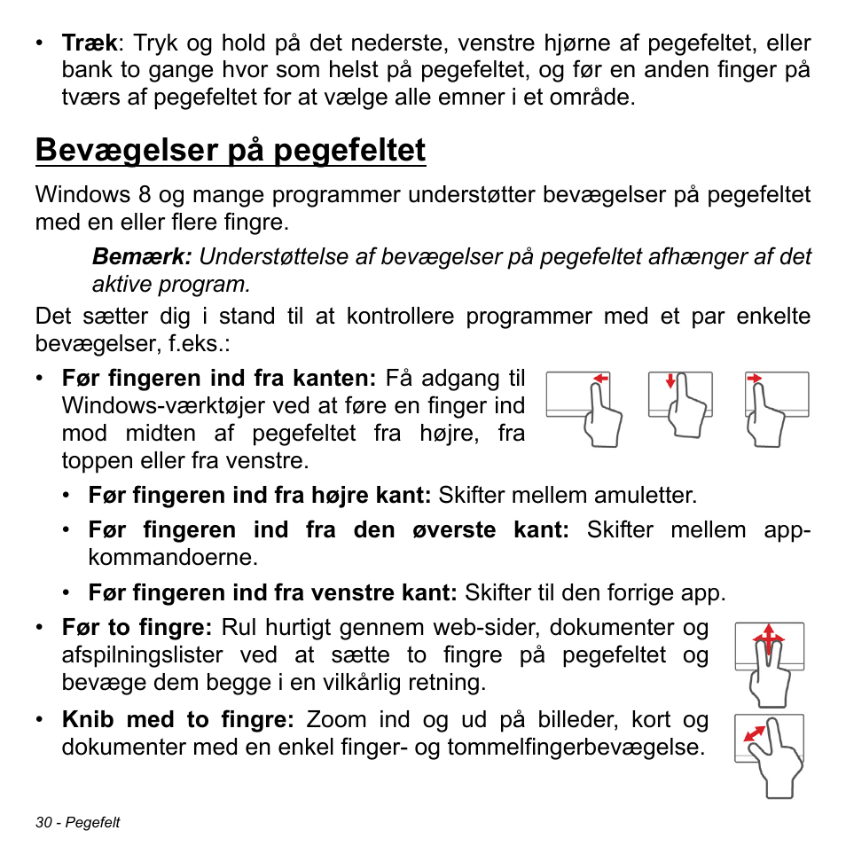 Bevægelser på pegefeltet | Acer Aspire M3-581TG User Manual | Page 980 / 3478