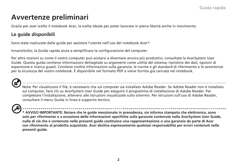 Avvertenze preliminari | Acer Aspire 1551 User Manual | Page 45 / 374