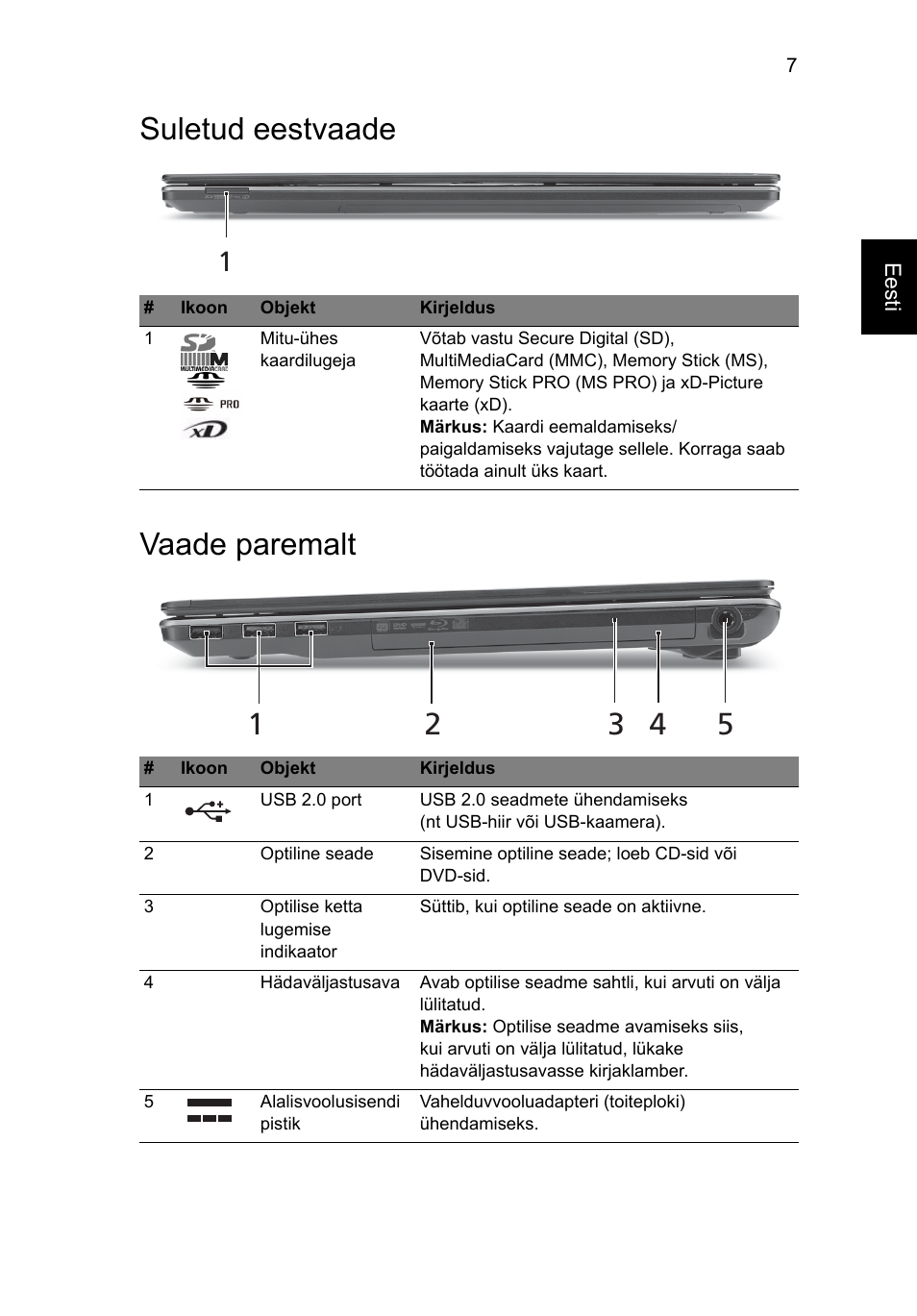 Suletud eestvaade, Vaade paremalt, Suletud eestvaade vaade paremalt | Acer Aspire 5745Z User Manual | Page 221 / 326