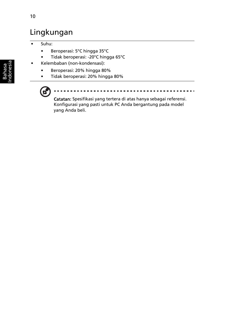 Lingkungan | Acer Aspire 5745Z User Manual | Page 316 / 326