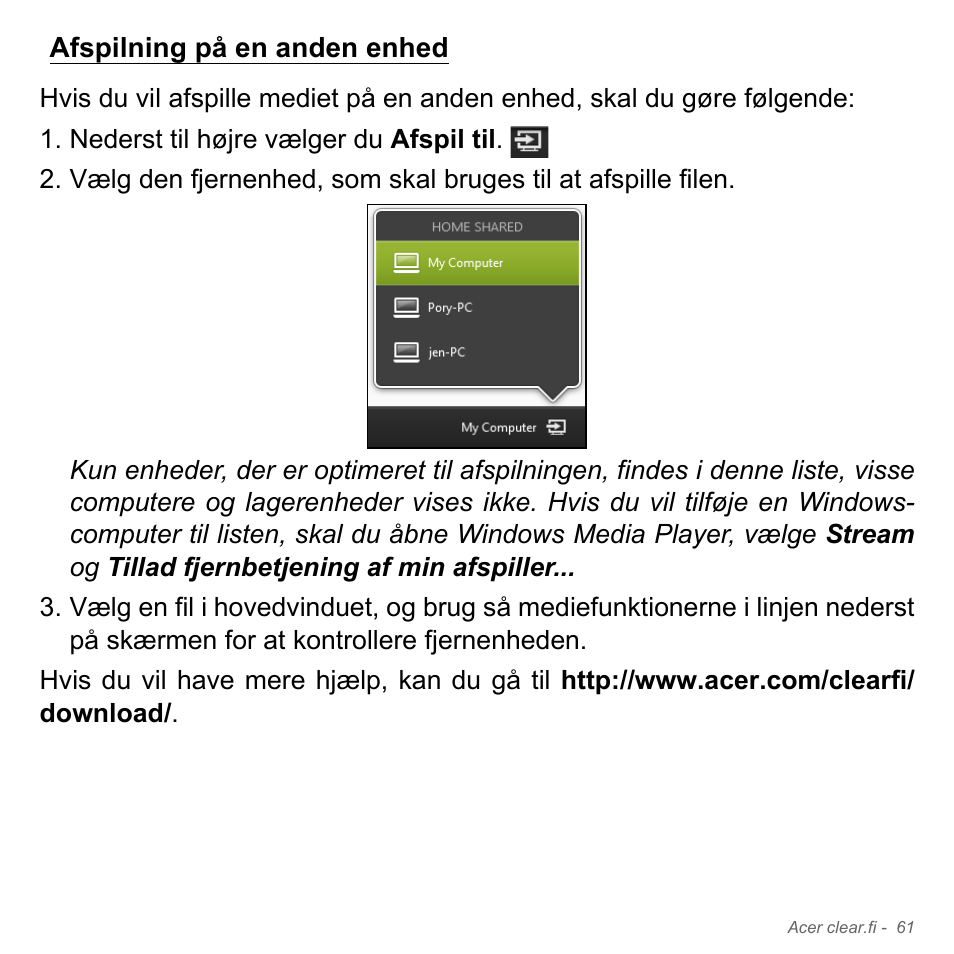 Afspilning på en anden enhed | Acer Aspire V5-551G User Manual | Page 1039 / 3584