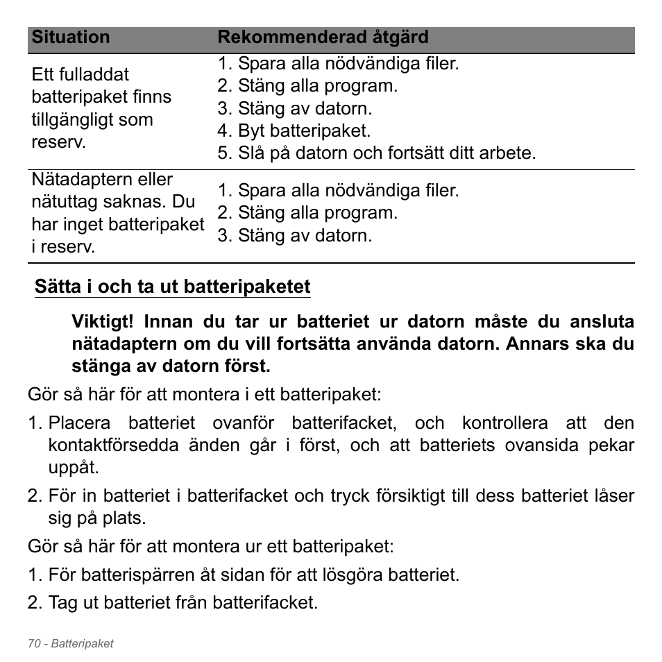 Sätta i och ta ut batteripaketet | Acer Aspire V5-551G User Manual | Page 1164 / 3584