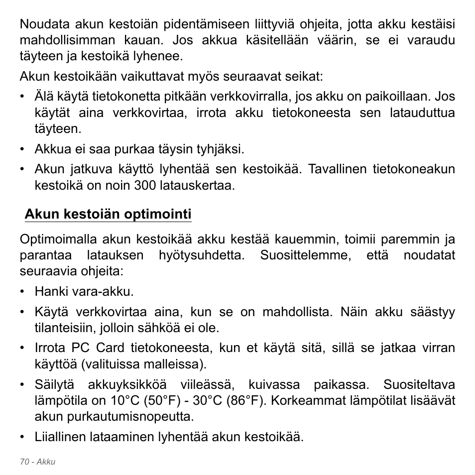 Akun kestoiän optimointi | Acer Aspire V5-551G User Manual | Page 1278 / 3584