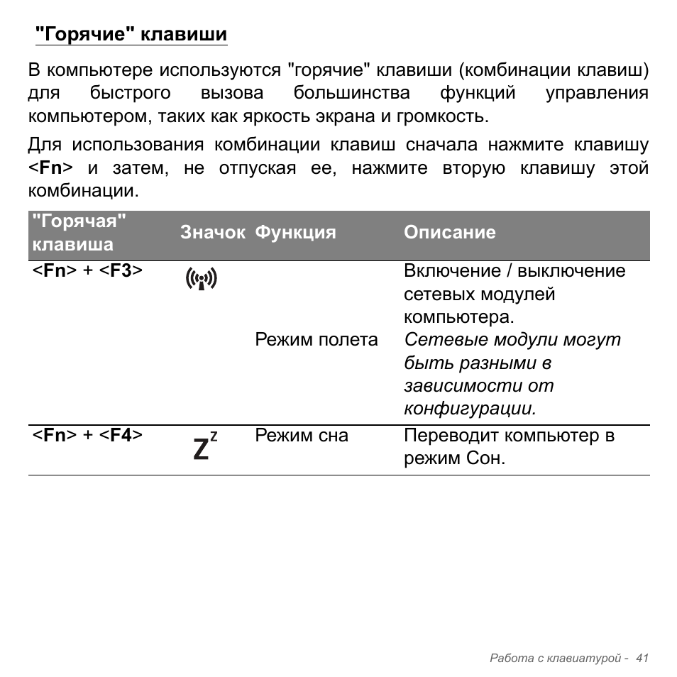 Горячие" клавиши | Acer Aspire V5-551G User Manual | Page 1365 / 3584