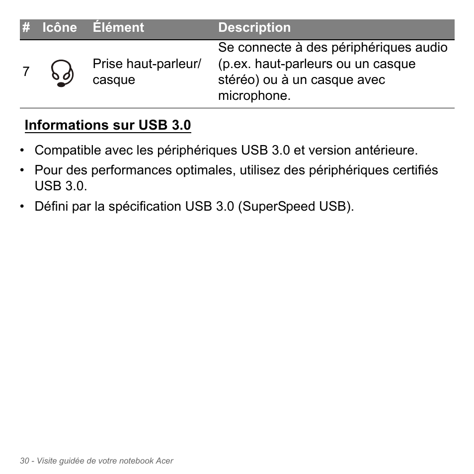 Informations sur usb 3.0 | Acer Aspire V5-551G User Manual | Page 144 / 3584
