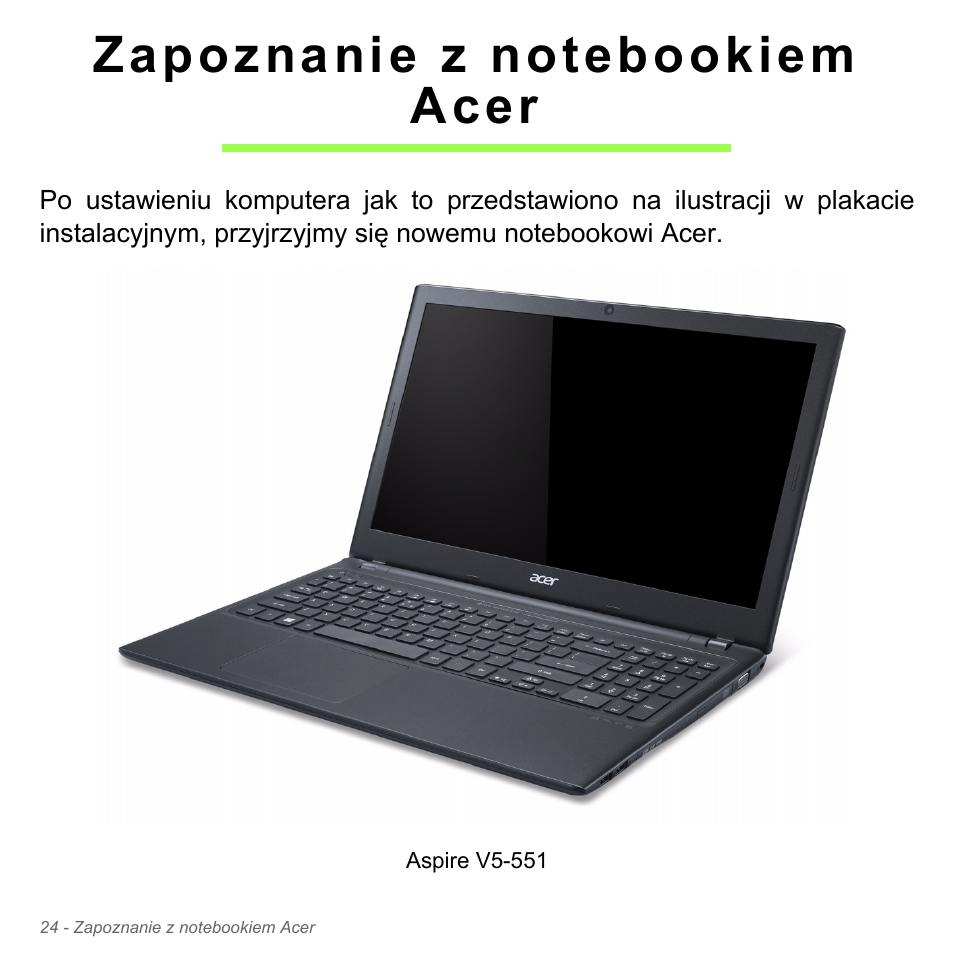 Zapoznanie z notebookiem acer | Acer Aspire V5-551G User Manual | Page 1484 / 3584
