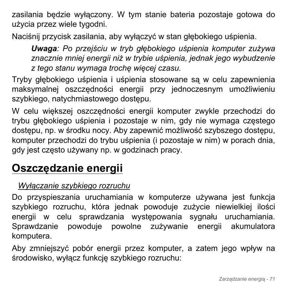 Oszczędzanie energii | Acer Aspire V5-551G User Manual | Page 1531 / 3584