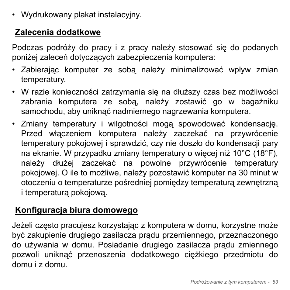 Zalecenia dodatkowe, Konfiguracja biura domowego, Zalecenia dodatkowe konfiguracja biura domowego | Acer Aspire V5-551G User Manual | Page 1543 / 3584