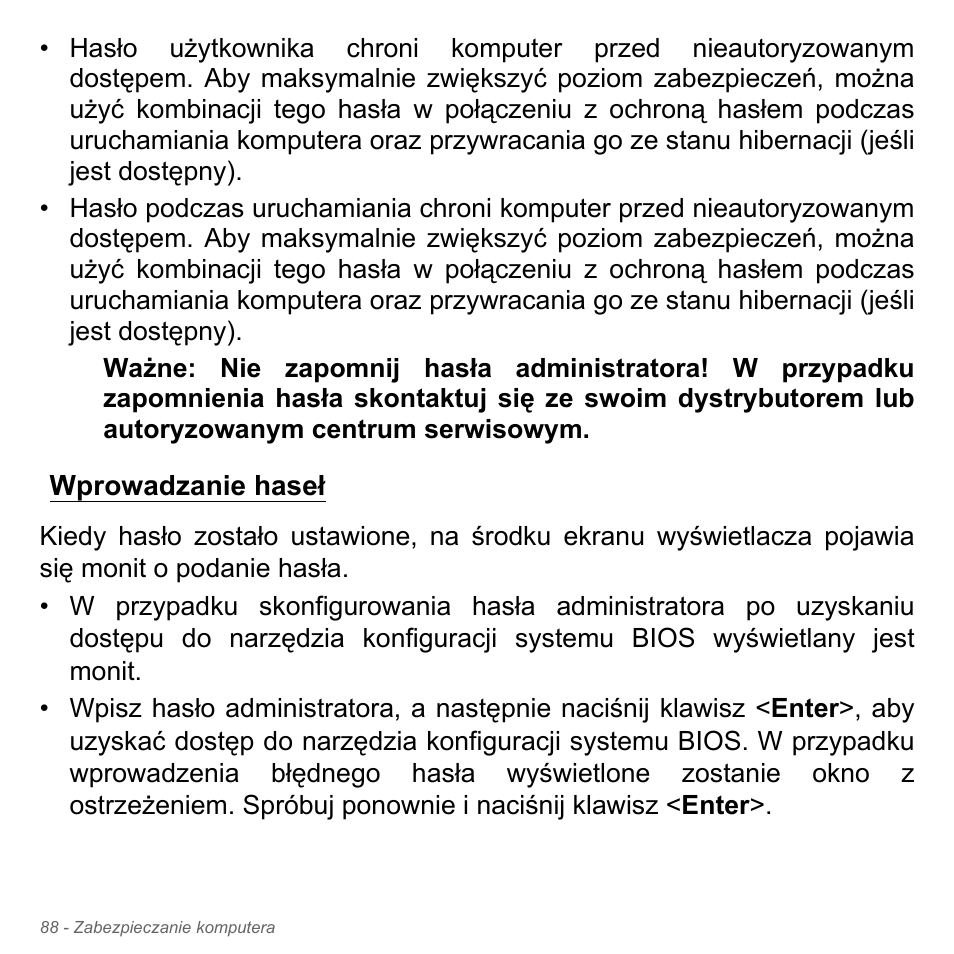 Wprowadzanie haseł | Acer Aspire V5-551G User Manual | Page 1548 / 3584