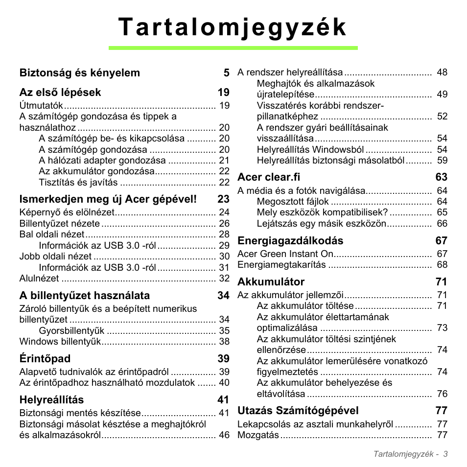 Tartalomjegyzék | Acer Aspire V5-551G User Manual | Page 1591 / 3584