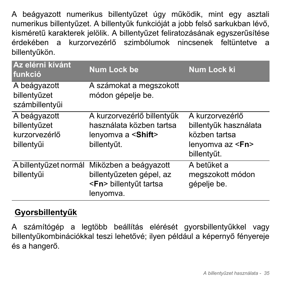 Gyorsbillentyűk | Acer Aspire V5-551G User Manual | Page 1623 / 3584