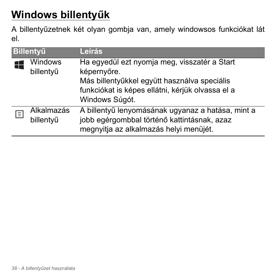 Windows billentyűk | Acer Aspire V5-551G User Manual | Page 1626 / 3584