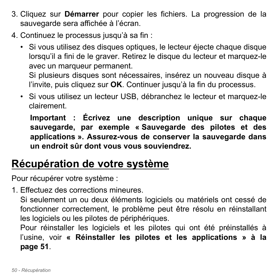 Récupération de votre système | Acer Aspire V5-551G User Manual | Page 164 / 3584