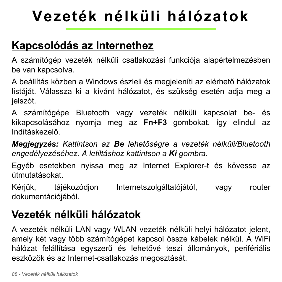 Vezeték nélküli hálózatok, Kapcsolódás az internethez | Acer Aspire V5-551G User Manual | Page 1676 / 3584