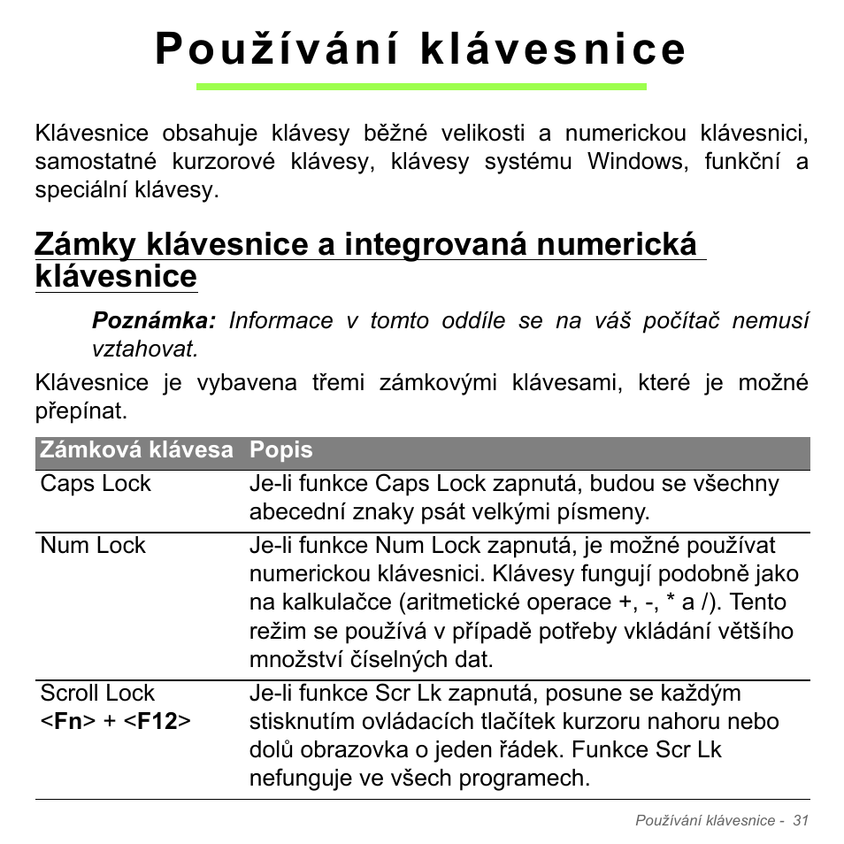 Používání klávesnice | Acer Aspire V5-551G User Manual | Page 1743 / 3584