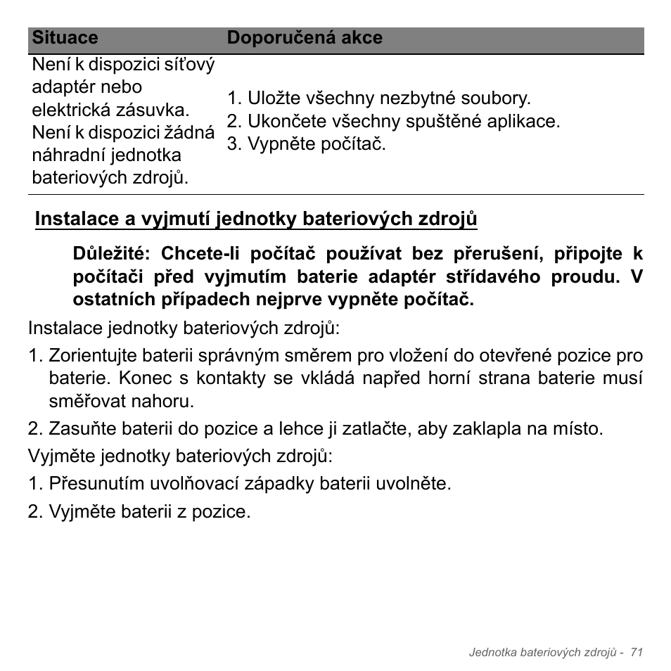 Instalace a vyjmutí jednotky bateriových zdrojů | Acer Aspire V5-551G User Manual | Page 1783 / 3584