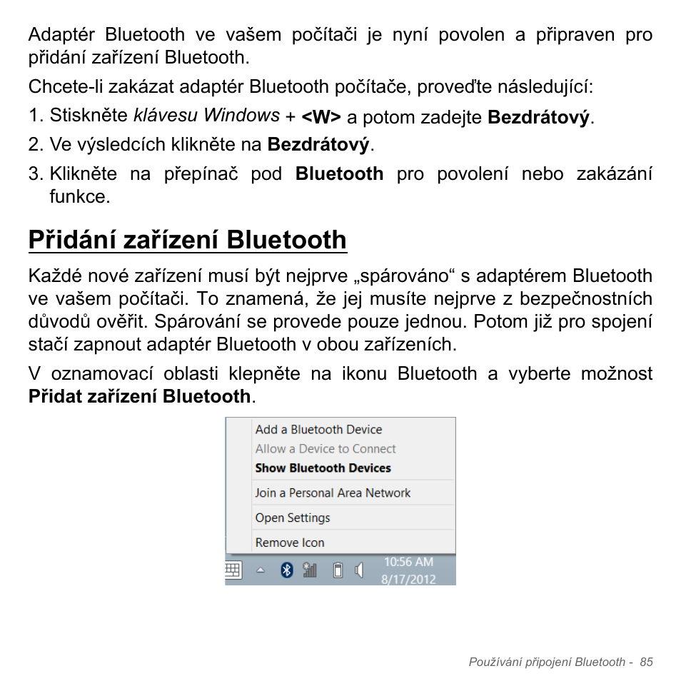Přidání zařízení bluetooth | Acer Aspire V5-551G User Manual | Page 1797 / 3584