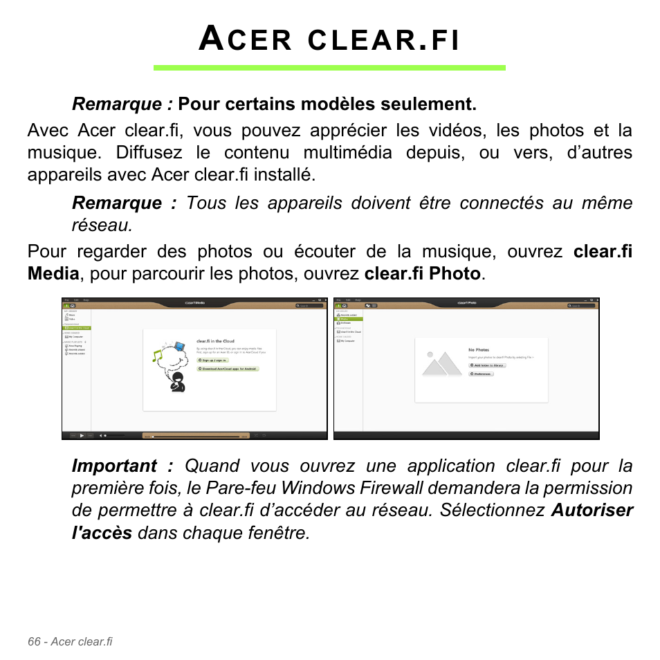 Acer clear.fi, Clear | Acer Aspire V5-551G User Manual | Page 180 / 3584