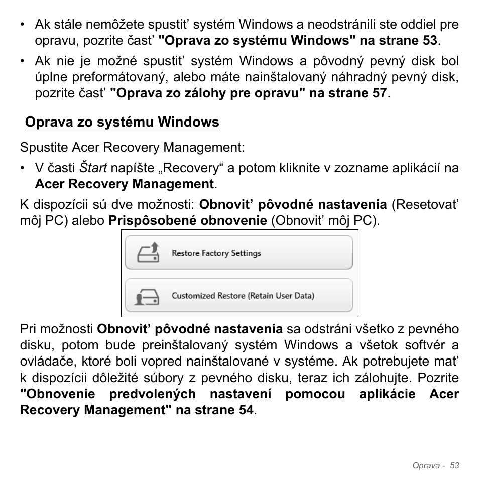 Oprava zo systému windows | Acer Aspire V5-551G User Manual | Page 1881 / 3584