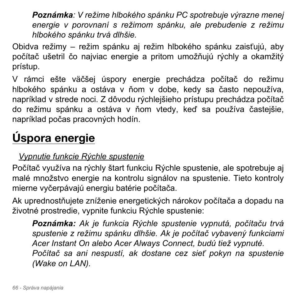 Úspora energie | Acer Aspire V5-551G User Manual | Page 1894 / 3584