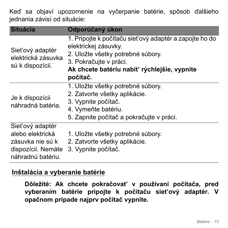 Inštalácia a vyberanie batérie | Acer Aspire V5-551G User Manual | Page 1901 / 3584