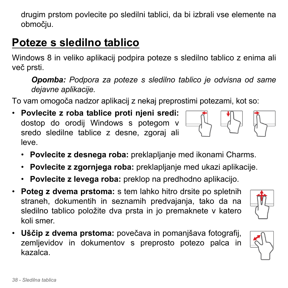 Poteze s sledilno tablico | Acer Aspire V5-551G User Manual | Page 1986 / 3584