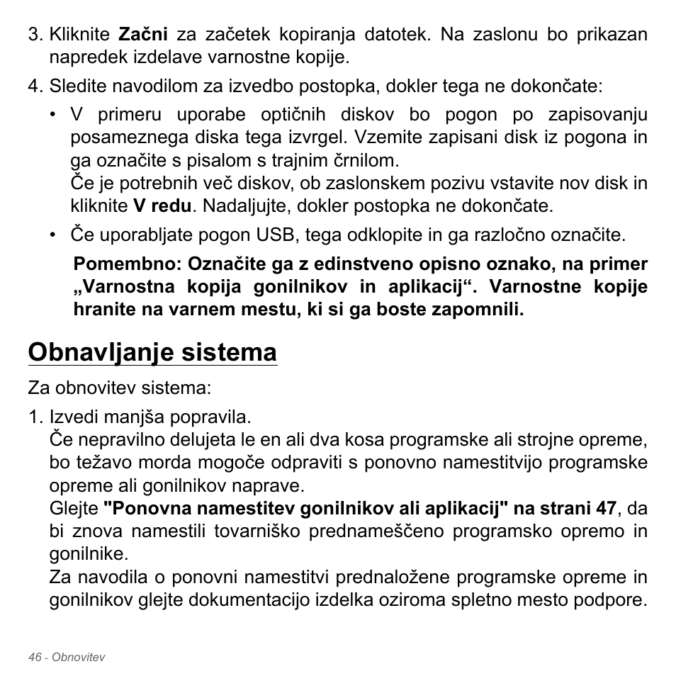 Obnavljanje sistema | Acer Aspire V5-551G User Manual | Page 1994 / 3584