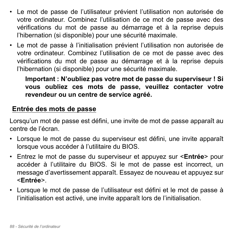 Entrée des mots de passe | Acer Aspire V5-551G User Manual | Page 202 / 3584