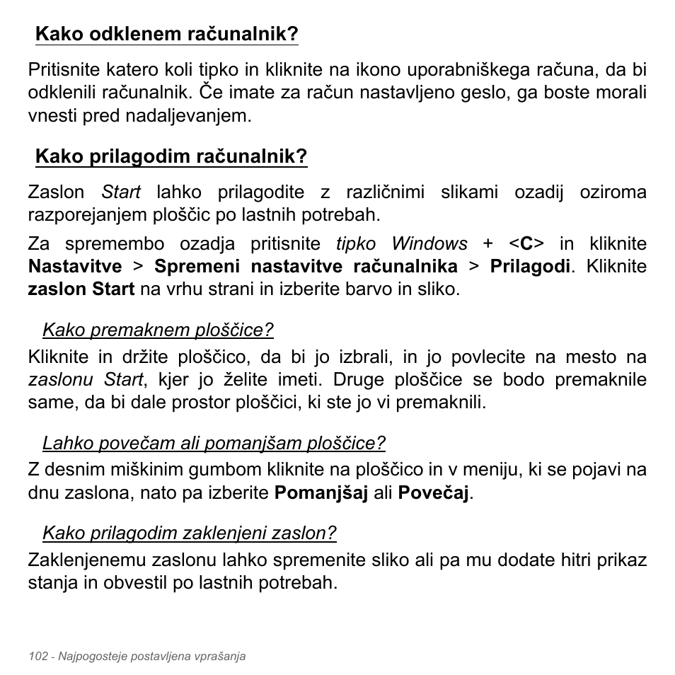 Kako odklenem računalnik, Kako prilagodim računalnik | Acer Aspire V5-551G User Manual | Page 2050 / 3584