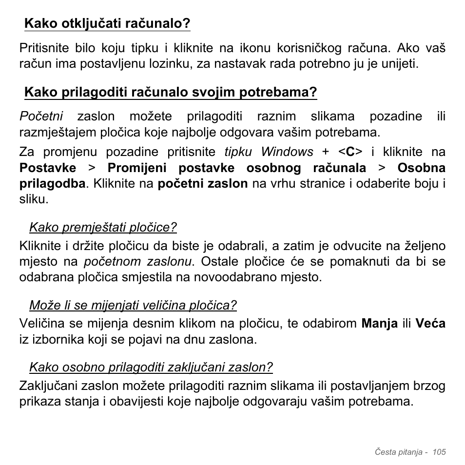 Kako otključati računalo, Kako prilagoditi računalo svojim potrebama | Acer Aspire V5-551G User Manual | Page 2169 / 3584